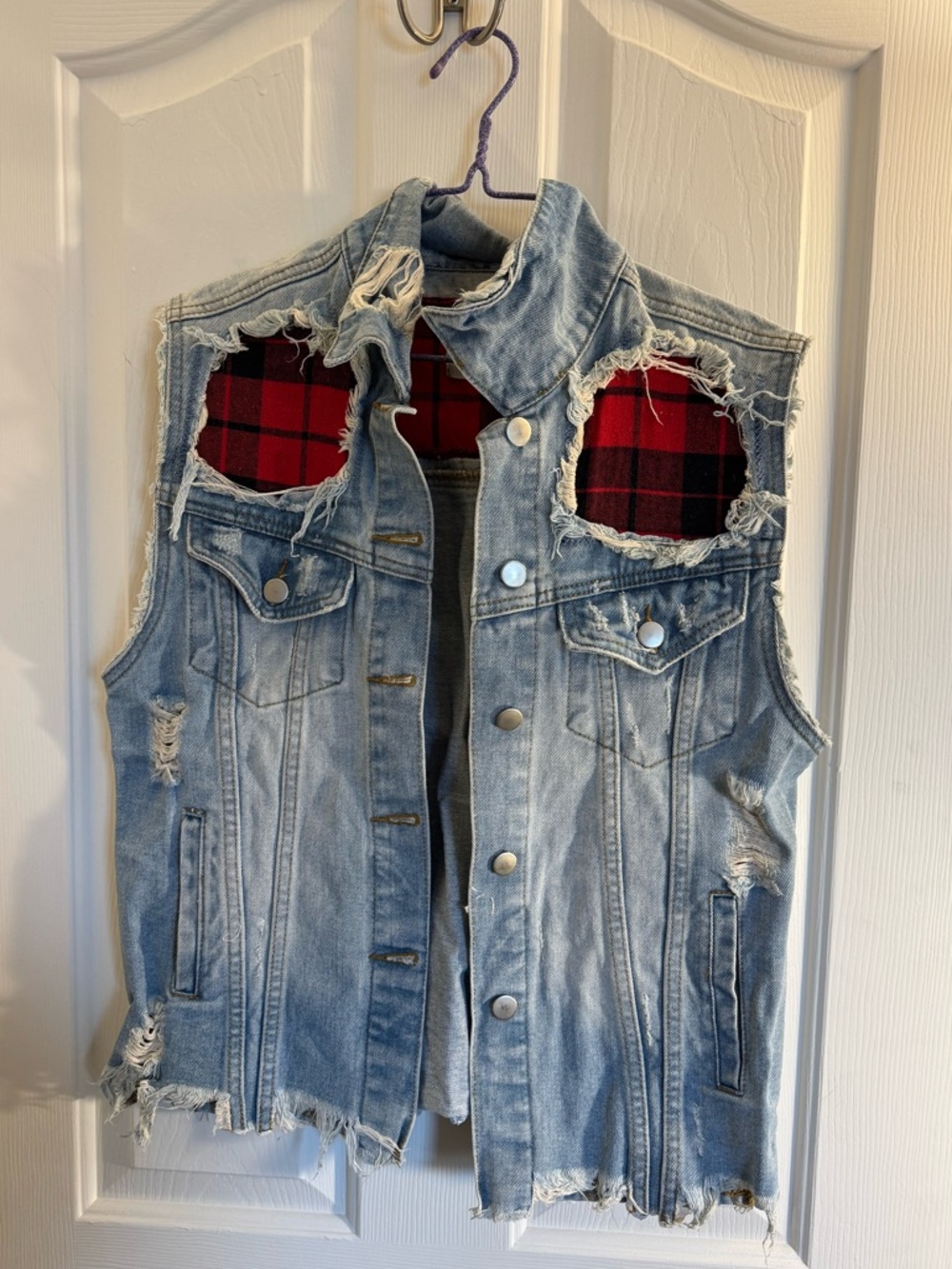 UNIF Plaid Denim Vest